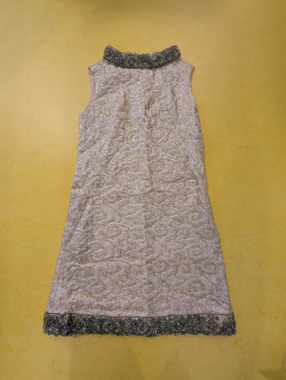 Vintage Pink And Metallic Jacquard Dress